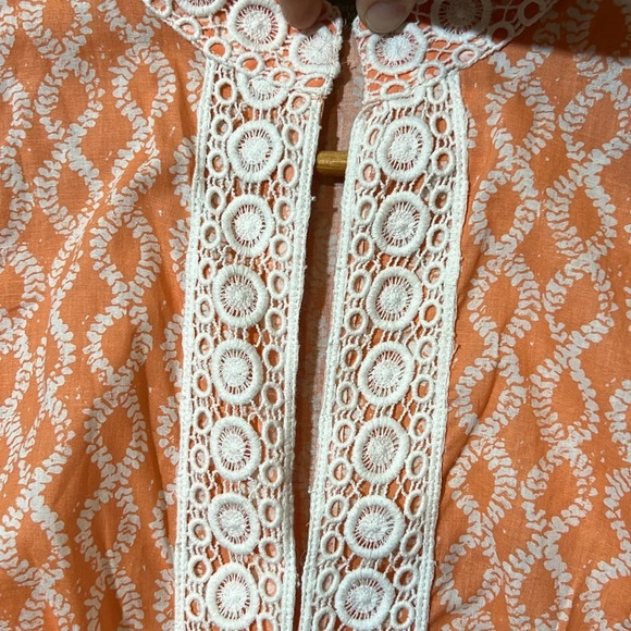 🌻 ROCK FLOWER PAPER sz M Orange Sherbet and white Lace Trim Sleeveless Dress - Picture 7 of 7